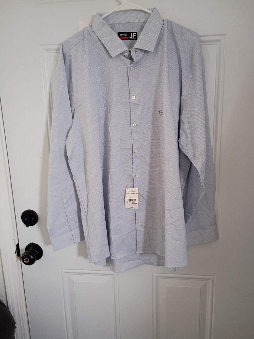 JF Ferrar Stretch Slim XXL Blue Dobby Button Down Dress Shirt NWT